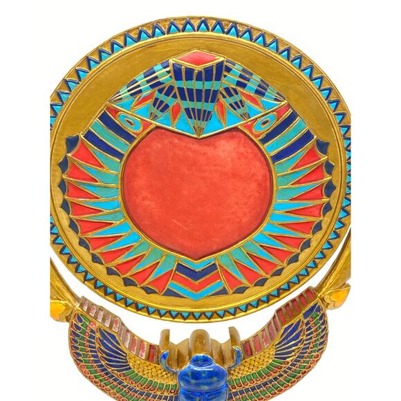 Vintage Hand painted‎ Gold,Red,Blue Scarab Beetle Double Sided Standing Mirror - Picture 7 of 15